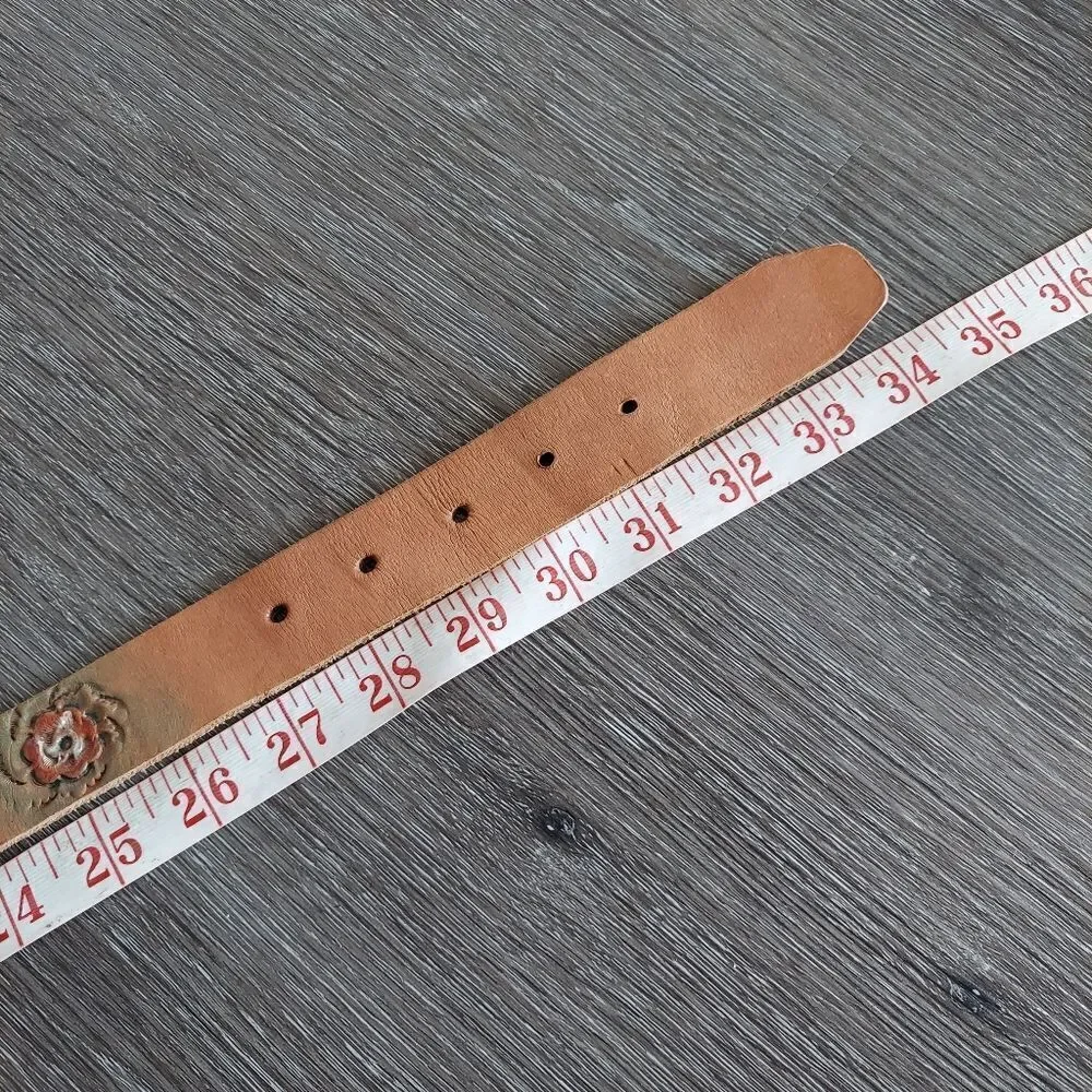 Vintage Tooled Leather Belt Customized 